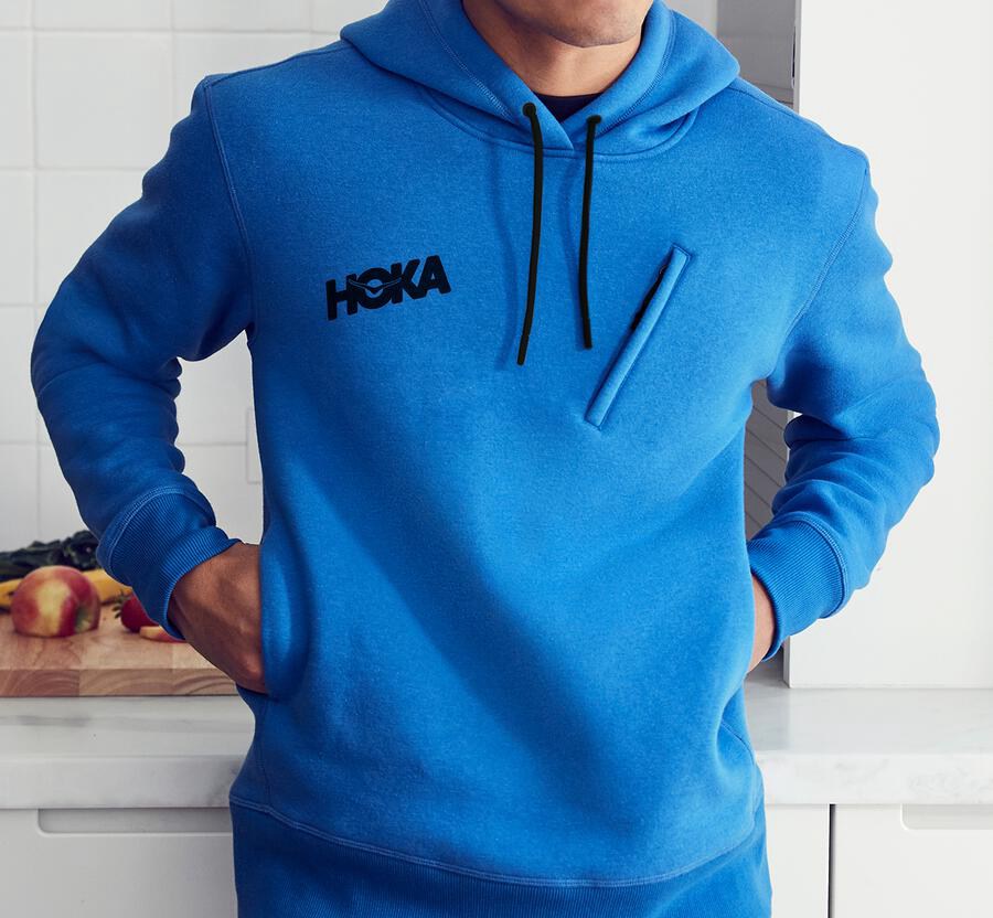 Sweat À Capuche Hoka One One Performance Homme - Bleu - TUC-843025